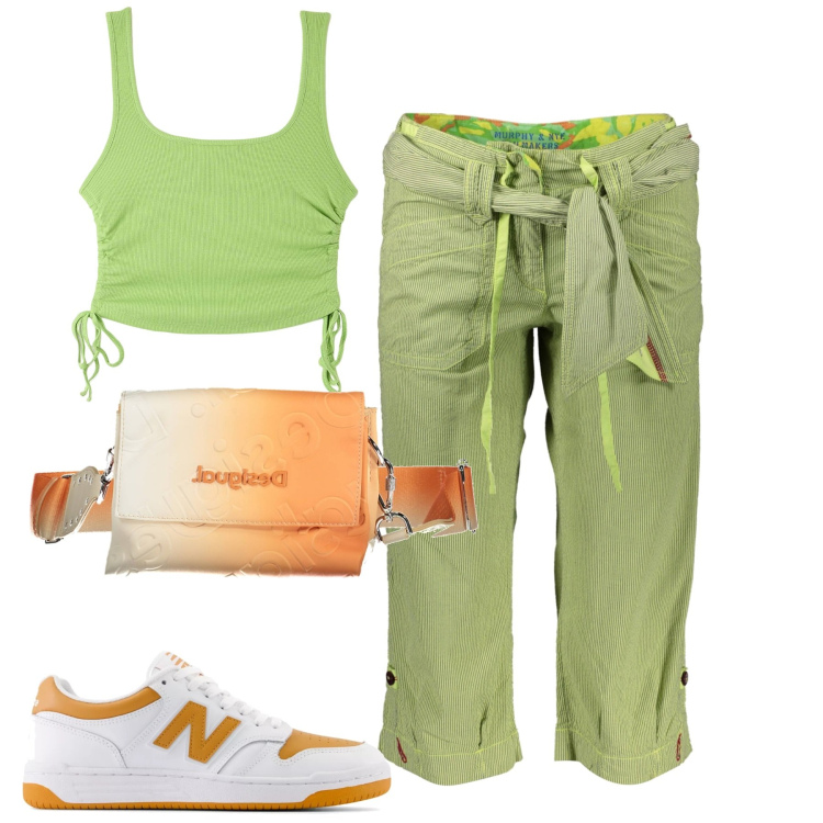 Outfit donna - Soft trekking. Stile Casual per Tutti i giorni. Abbinamento con top, sneakers, bermuda, borse a mano.
