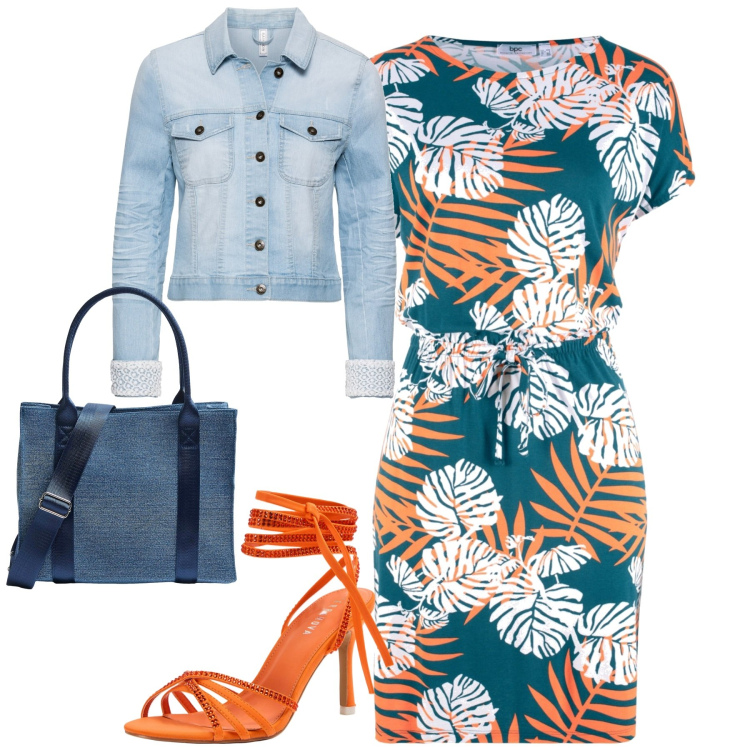 Outfit donna - Total look #1883092. Stile Casual chic per Tutti i giorni. Abbinamento con blazer, vestiti, sandali alla schiava, shopping bag.