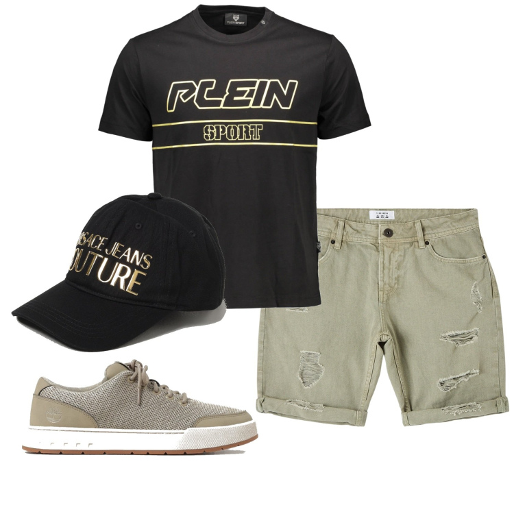 Outfit uomo - Total look #1883204. Stile Casual per Tutti i giorni. Abbinamento con bermuda, sneakers, t-shirt, cappelli.
