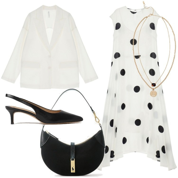 Outfit donna - Imperial - Dive into blue. Stile Bon Ton per Cerimonia. Abbinamento con vestiti lunghi, blazer, borse a spalla, collane, scarpe col tacco.