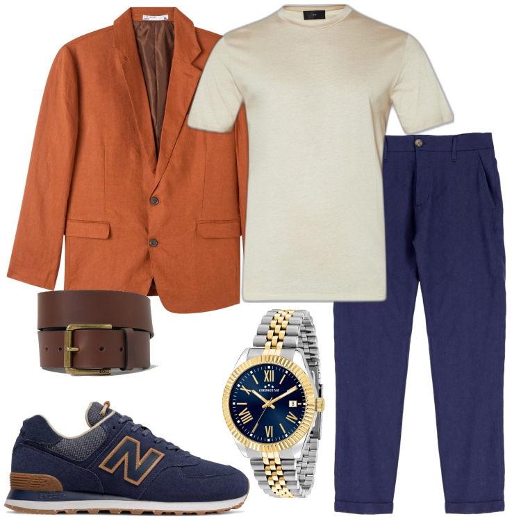Outfit uomo - Comunione del nipote!. Stile Business/Elegante per Cerimonia. Abbinamento con orologi, giacche, sneakers, pantaloni, cinture, t-shirt.