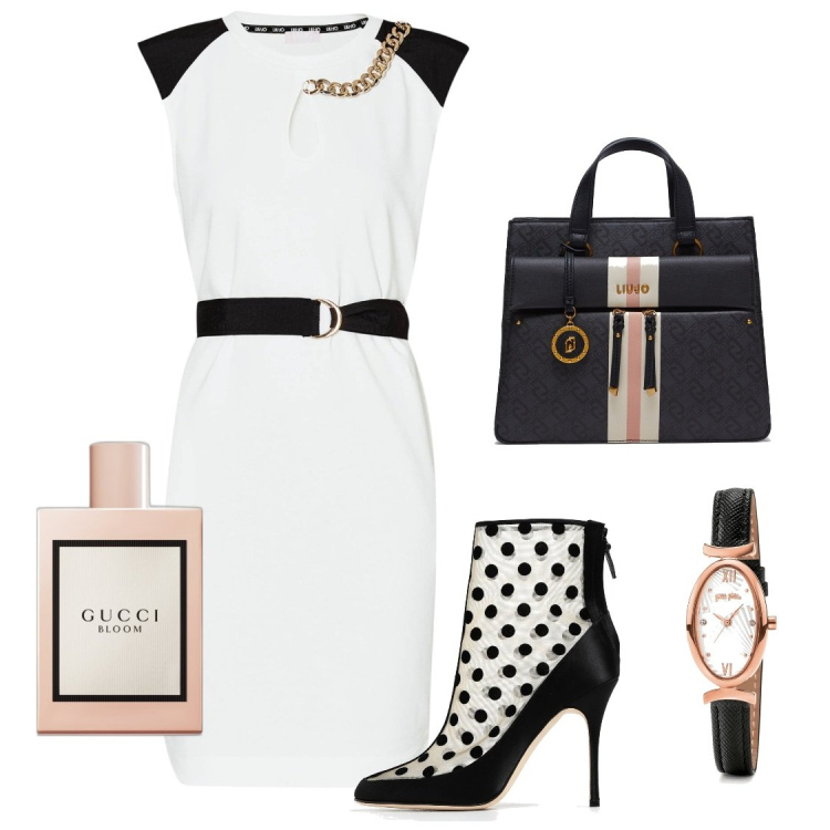 Outfit donna - Bon ton. Stile Bon Ton per Cerimonia. Abbinamento con orologi, profumi, stivaletti, vestiti corti, borse a mano.
