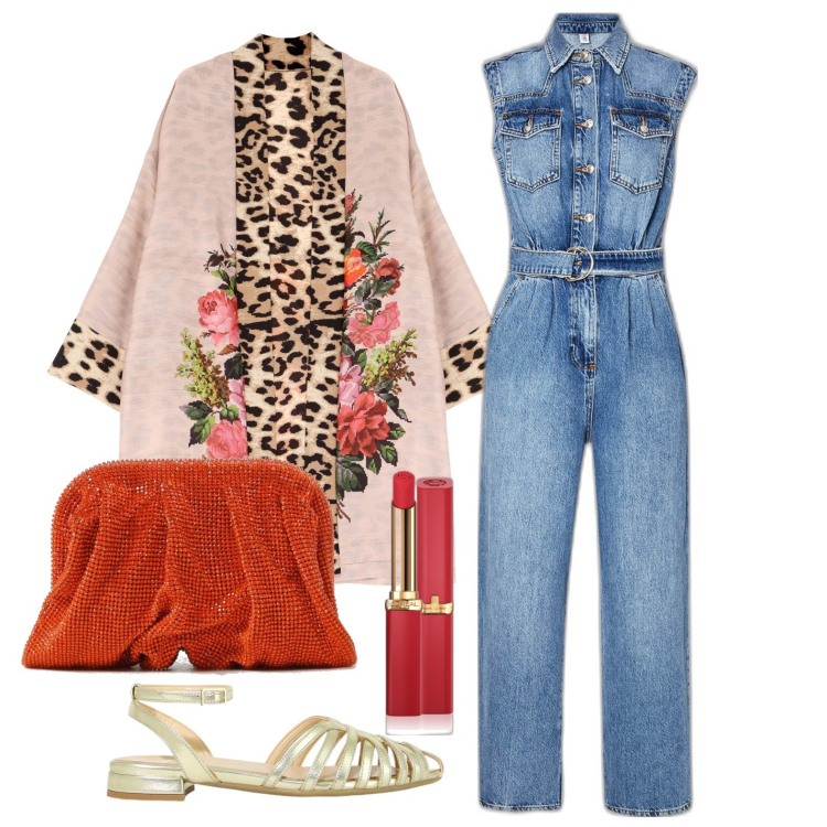 Outfit donna - Ghost outfitter - maggio. Stile Trendy per Tutti i giorni. Abbinamento con rossetti, trench, sandali in pelle, tute, clutch.