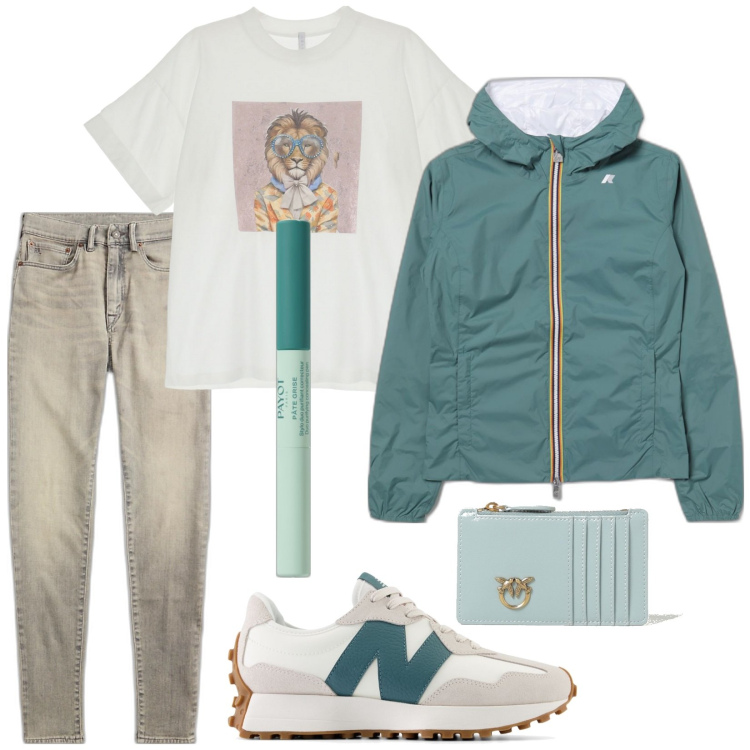 Outfit donna - Total look #1883986. Stile Urban per Tutti i giorni. Abbinamento con correttori, sneakers, t-shirt, jeans skinny, blazer, portafogli.