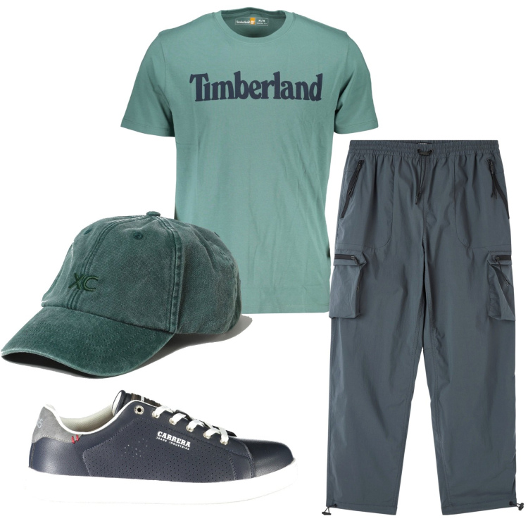 Outfit uomo - Total look #1884001. Stile Casual per Tutti i giorni. Abbinamento con pantaloni cargo, t-shirt, cappelli, sneakers.