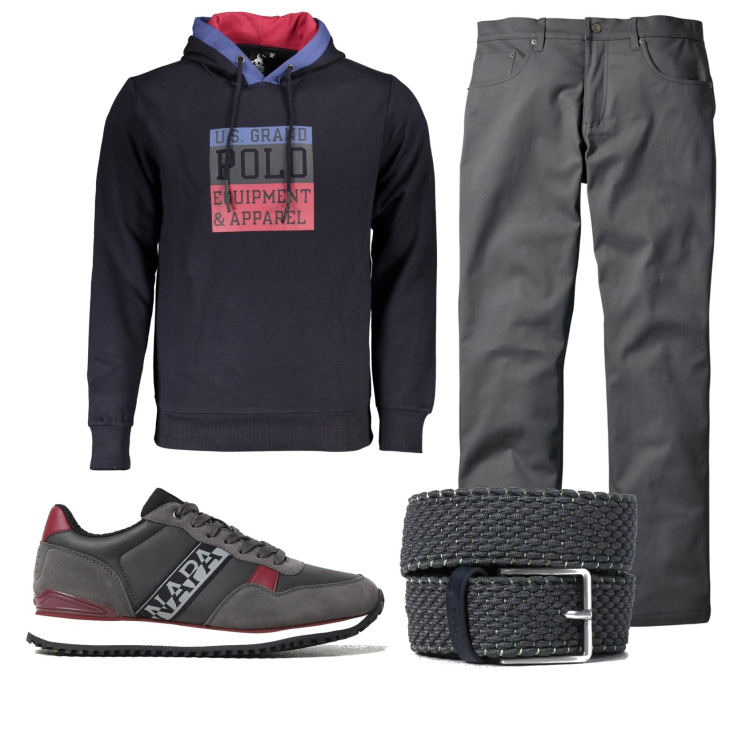 Outfit uomo - Total look #1884081. Stile Casual per Tutti i giorni. Abbinamento con pantaloni, felpe con cappuccio, sneakers, cinture.