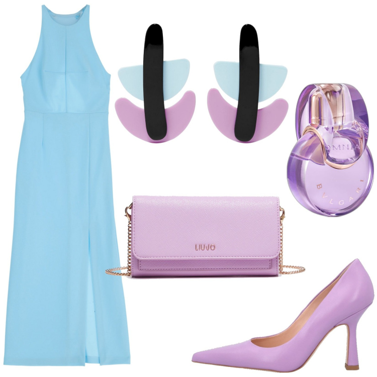Outfit donna - Minimal chic. Stile Chic per Cerimonia. Abbinamento con orecchini, profumi, vestiti midi/longuette, pochette, décolleté.