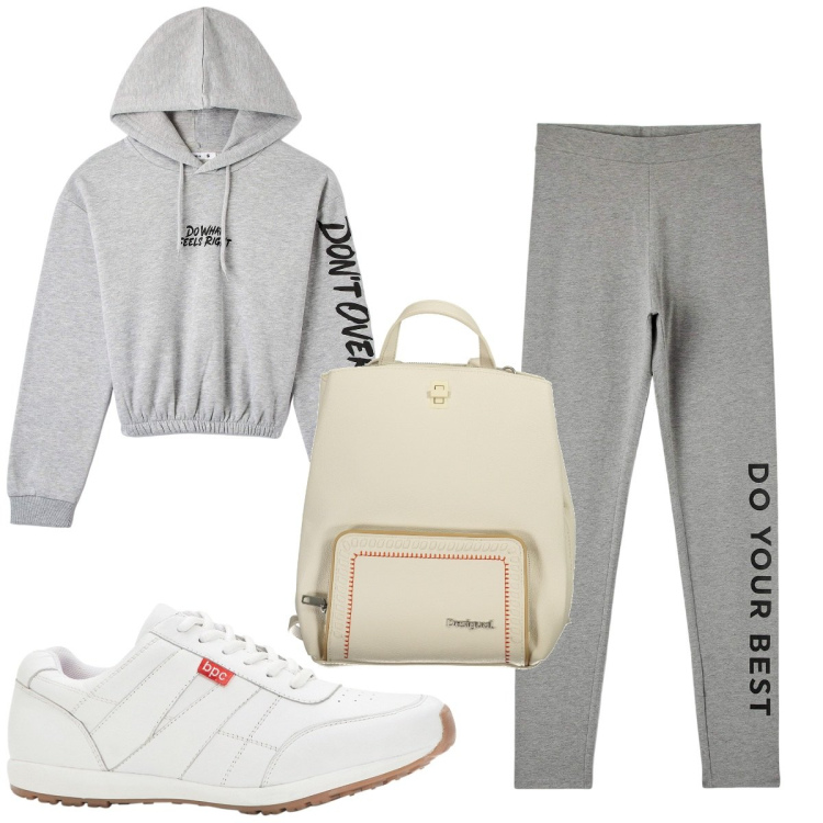 Outfit donna - Total look #1884502. Stile Trendy per Sport. Abbinamento con sneakers, felpe con cappuccio, leggings, zaini.