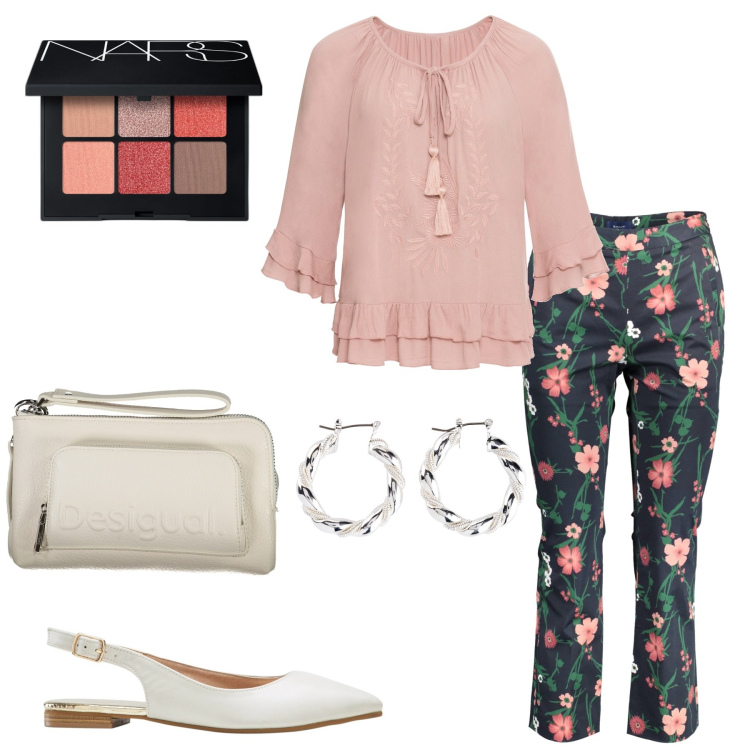 Outfit donna - Total look #1884513. Stile Urban per Tutti i giorni. Abbinamento con tuniche, orecchini, ballerine, ombretti, pantaloni, borse a tracolla.