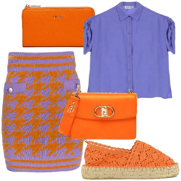 Outfit donna - Gonna crochet versatile e cool. Stile Urban per Tutti i giorni. Abbinamento con camicie a manica corta, gonne, espadrillas, borse a tracolla, portafogli.