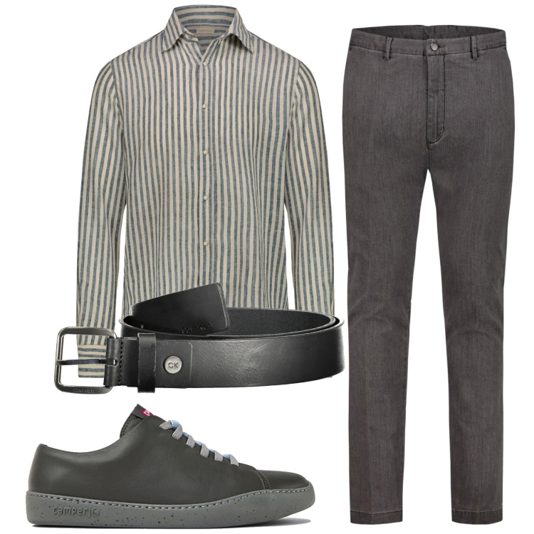 Outfit uomo - Total look #1884603. Stile Business/Elegante per Ufficio. Abbinamento con pantaloni, cinture, camicie, sneakers.