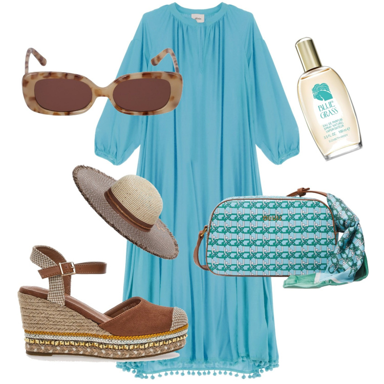 Outfit donna - L\'estate è arrivata!!!. Stile Casual chic per Mare. Abbinamento con profumi, vestiti lunghi, borse a tracolla, occhiali da sole, cappelli, espadrillas.
