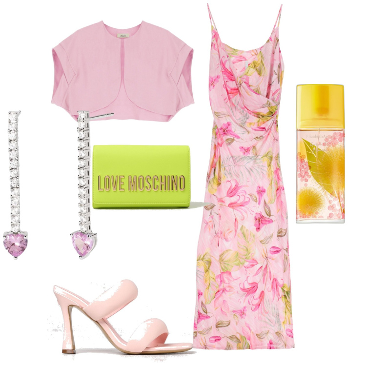 Outfit donna - Total look #1884807. Stile Romantica per Serata fuori. Abbinamento con profumi, orecchini, vestiti lunghi, blazer, sandali in pelle, borse a tracolla.