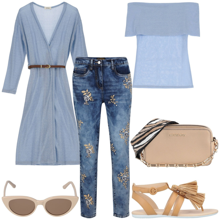 Outfit donna - Spolverino per ogni occasione. Stile Casual per Tutti i giorni. Abbinamento con jeans, borse a tracolla, infradito, trench, top, occhiali da sole.