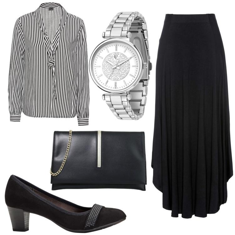 Outfit donna - Total look #1885227. Stile Casual chic per Ufficio. Abbinamento con gonne, décolleté, bluse, orologi, pochette.