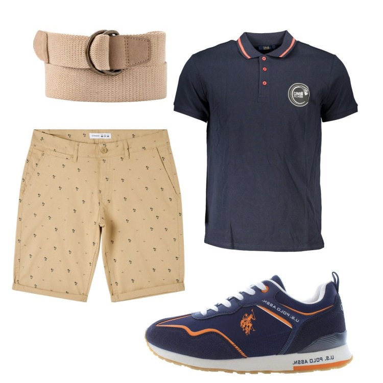 Outfit uomo - Total look #1885259. Stile Trendy per Tutti i giorni. Abbinamento con shorts, polo, scarpe sportive, cinture.