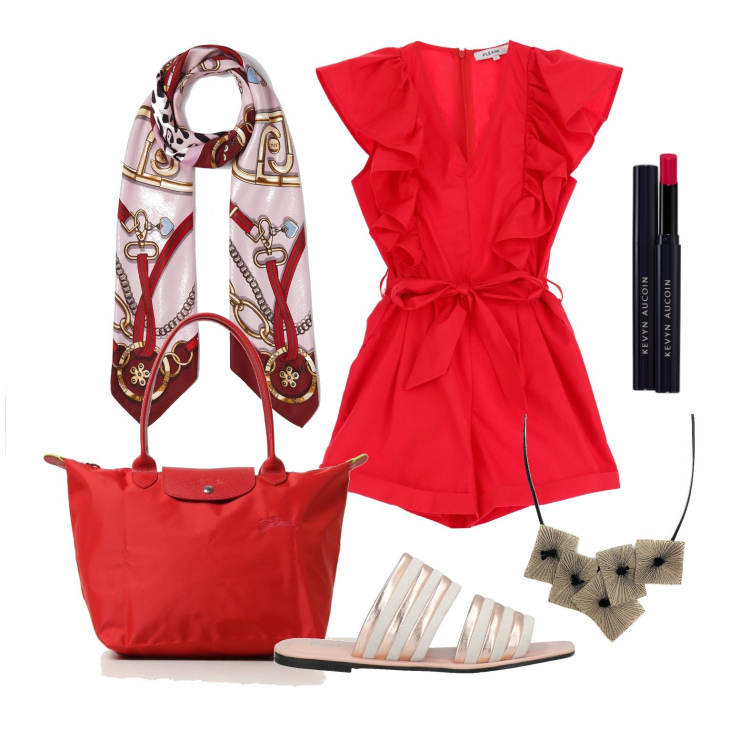 Outfit donna - Ghost outfitter - maggio. Stile Bon Ton per Tutti i giorni. Abbinamento con ciondoli, sandali in pelle, rossetti, vestiti corti, borse a spalla, foulard.