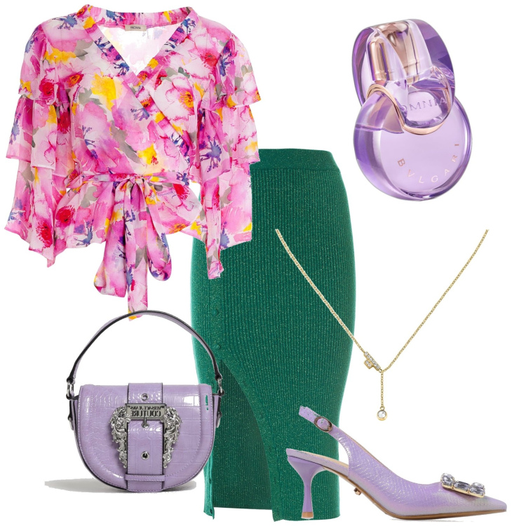 Outfit donna - Total look #1885431. Stile Chic per Serata fuori. look ideale per Tall. Abbinamento con collane, profumi, bluse, gonne longuette, borse a spalla, décolleté.