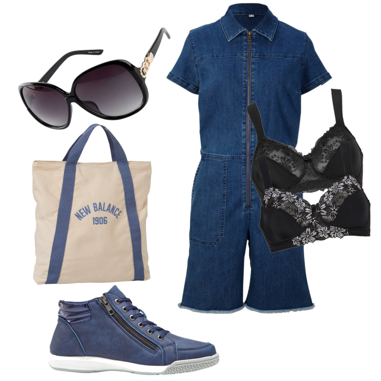 Outfit donna - Total look sporty chic. Stile Sporty chic per Tutti i giorni. Abbinamento con sneakers alte, occhiali da sole, reggiseno, tute, borse a mano.
