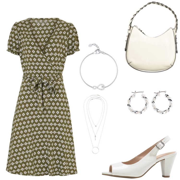 Outfit donna - Total look #1885749. Stile Casual chic per Tutti i giorni. Abbinamento con orecchini, ciondoli, vestiti, décolleté, braccialetti, borse a spalla.