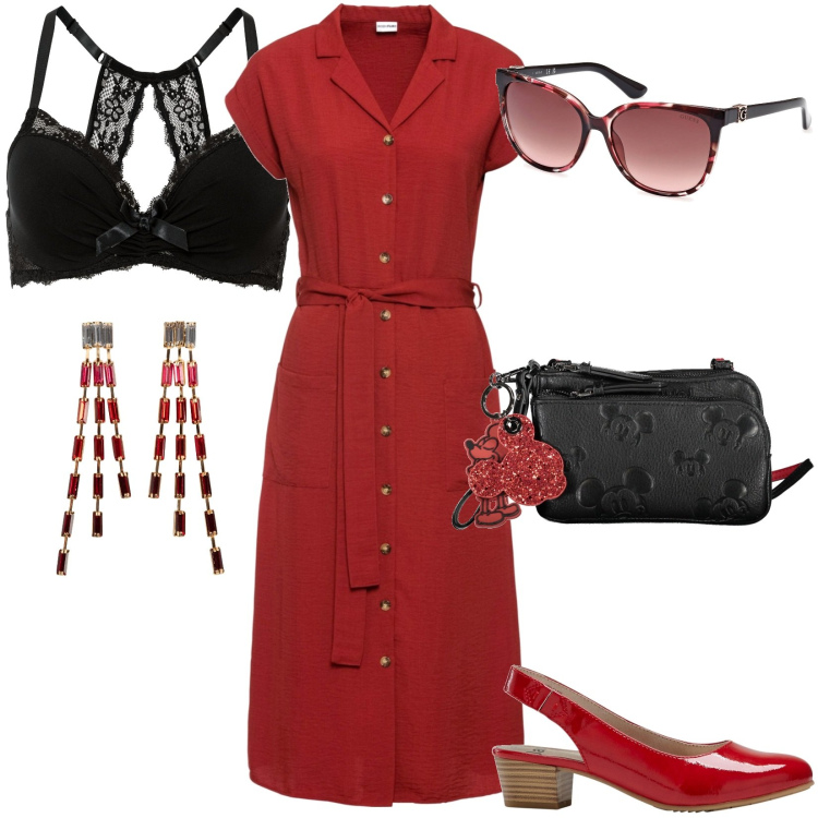 Outfit donna - Total look #1886011. Stile Casual per Tutti i giorni. Abbinamento con vestiti, décolleté, reggiseni, orecchini, collane, occhiali da sole.