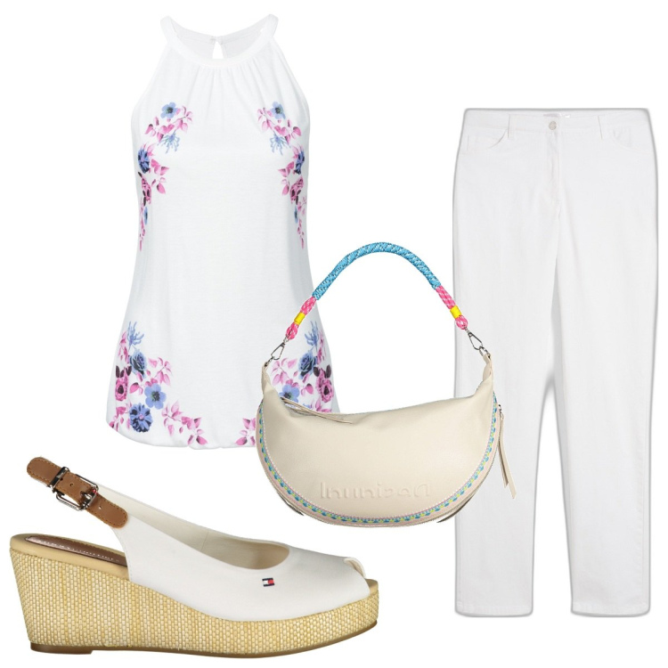 Outfit donna - Total look #1886192. Stile Trendy per Tutti i giorni. Abbinamento con pantaloni, top, sandali col tacco, borse a spalla.