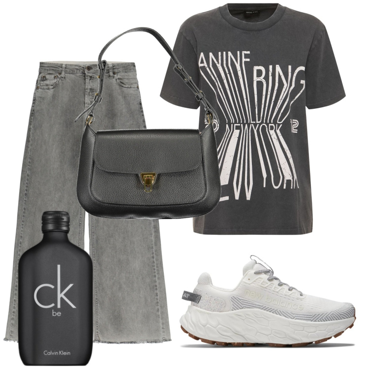 Outfit donna - Total look #1886348. Stile Urban per Tutti i giorni. Abbinamento con profumi, sneakers, pantaloni, borse a spalla, t-shirt.