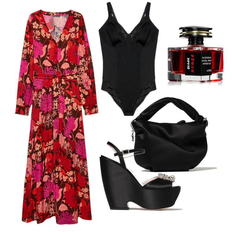 Outfit donna - Total look #1886352. Stile Boho per Serata fuori. Abbinamento con profumi, vestiti lunghi, body, sandali in pelle, borse a mano.