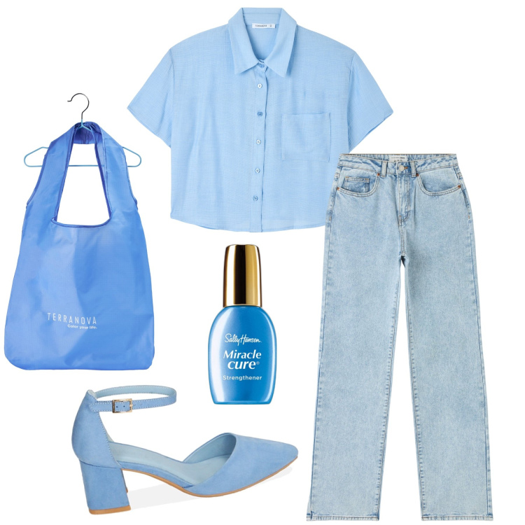 Outfit donna - Fresco… lino. Stile Bon Ton per Tutti i giorni. Abbinamento con smalti, jeans dritti, shopping bag, camicie, décolleté.