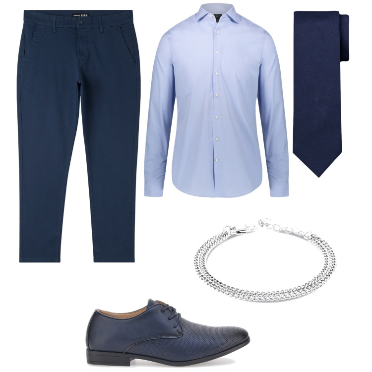 Outfit uomo - Classico ed elegante. Stile Business/Elegante per Cerimonia. Abbinamento con pantaloni skinny, camicie, scarpe stringate, braccialetti, cravatte.