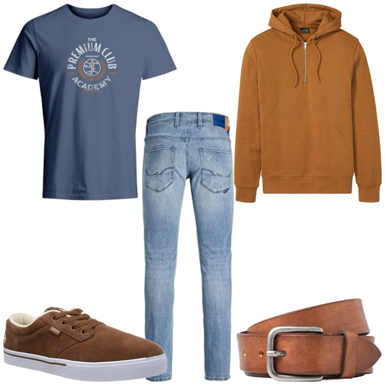 Outfit homme - Basique pour un juin maussade. Style Tendance pour Tous les jours. Assortir avec sweats à capuche, t-shirts, jeans, sneakers, ceintures.