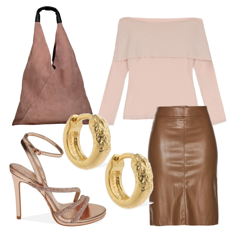 Outfit donna - Tacchi alti per uscire. Stile Casual chic per Tutti i giorni. look ideale per Petite. Abbinamento con gonne longuette, sandali gioiello, top, orecchini, borse a spalla.