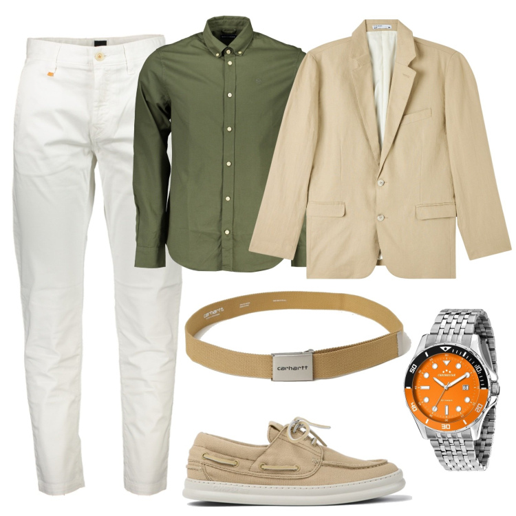 Outfit uomo - Urban elegante. Stile Urban per Tutti i giorni. Abbinamento con orologi, giacche, camicie, pantaloni, cinture, scarpe stringate.