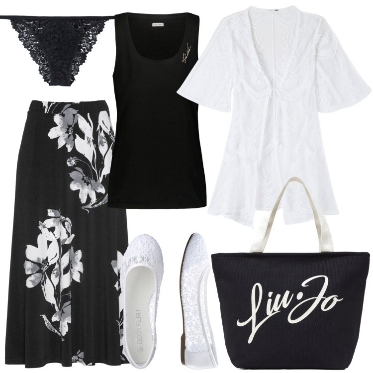 Outfit donna - Total look #1887575. Stile Boho per Tutti i giorni. Abbinamento con ballerine, gonne, caftani, culotte, canottiere, shopping bag.