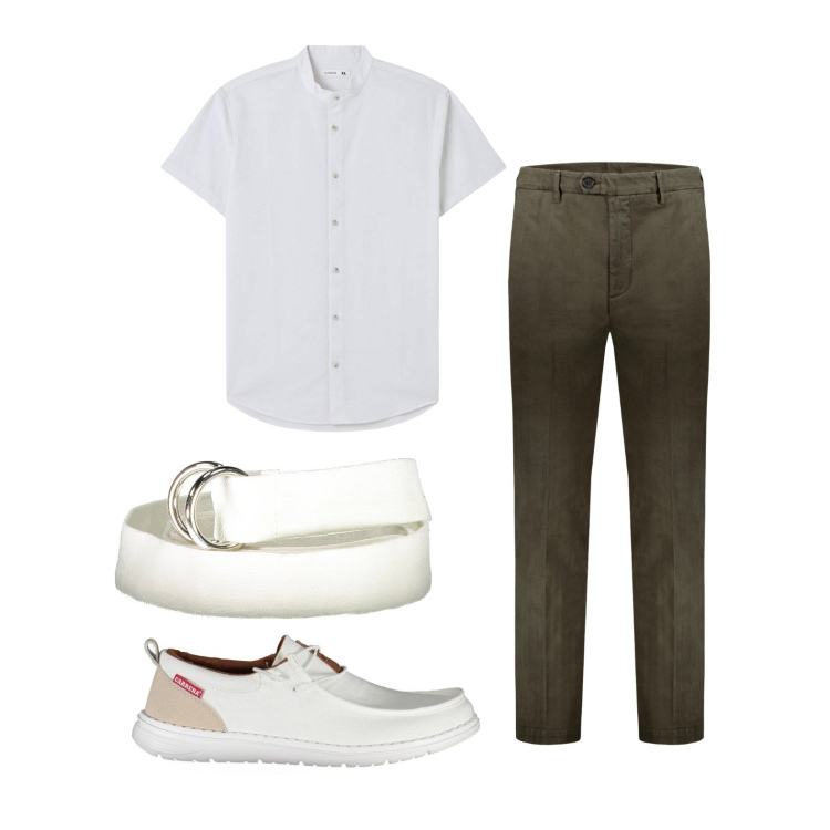 Outfit uomo - Ghost outfitter - giugno. Stile Casual per Tutti i giorni. Abbinamento con camicie a manica corta, pantaloni, scarpe stringate, cinture.