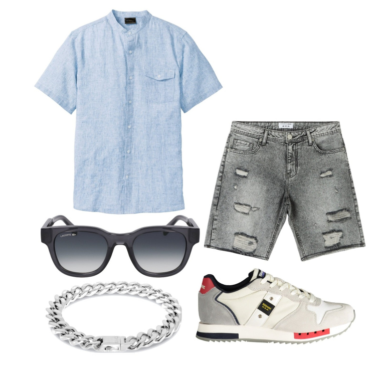 Outfit uomo - Ghost outfitter - giugno. Stile Casual per Tutti i giorni. Abbinamento con camicie a manica corta, shorts, occhiali da sole, sneakers, braccialetti.