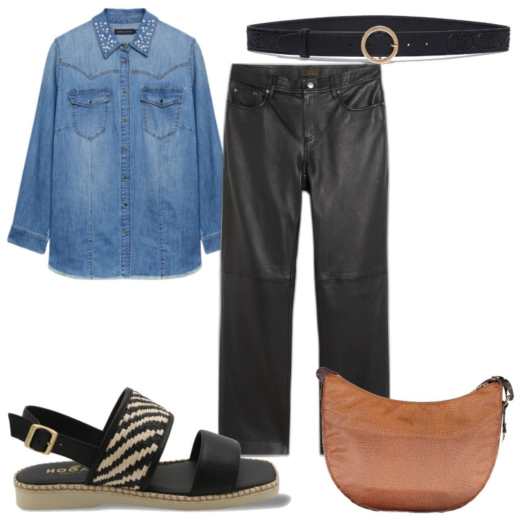 Outfit donna - Essentials 2024: i sandali zebrati. Stile Trendy per Tutti i giorni. Abbinamento con pantaloni, sandali in pelle, camicie, borse a tracolla, cinture.