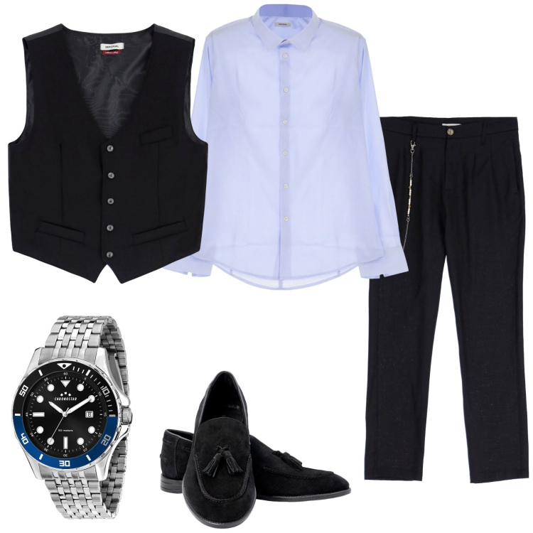 Outfit uomo - Timeless elegance. Stile Business/Elegante per Serata speciale. Abbinamento con orologi, camicie, gilet, pantaloni, scarpe stringate.