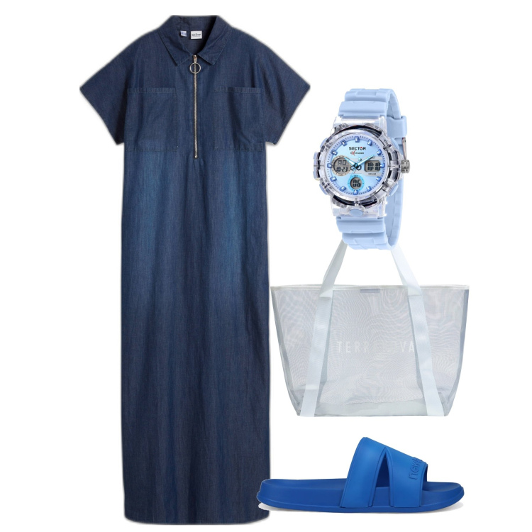 Outfit donna - Tunica. Stile Minimal per Tutti i giorni. Abbinamento con vestiti lunghi, orologi, shopping bag, sandali.