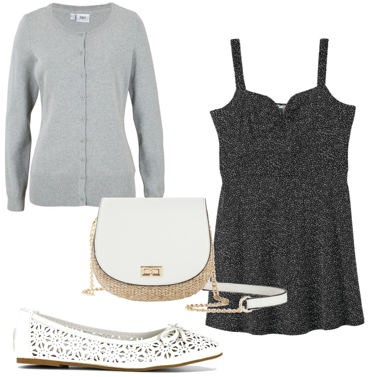 Outfit donna - Total look #1888786. Stile Trendy per Tutti i giorni. Abbinamento con cardigans, ballerine, borse a tracolla, vestiti midi/longuette.