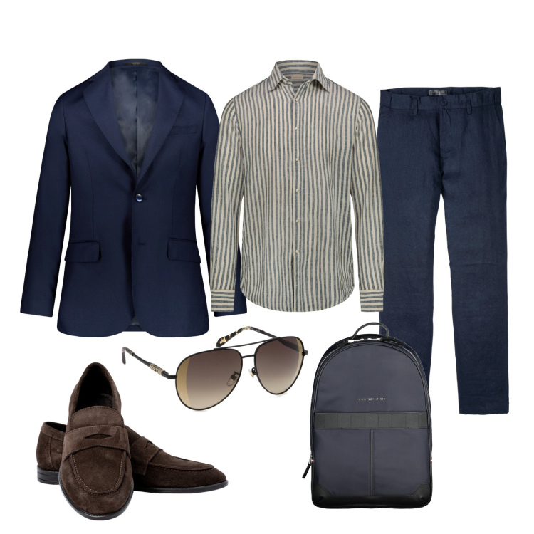 Outfit uomo - Smart casual!. Stile Business/Elegante per Ufficio. Abbinamento con pantaloni, giacche, occhiali da sole, scarpe stringate, camicie, borse sportive.