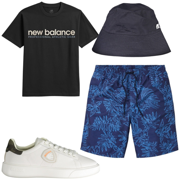 Outfit uomo - Total look #1888833. Stile Trendy per Tutti i giorni. Abbinamento con pantaloni corti, t-shirt, cappelli, sneakers.