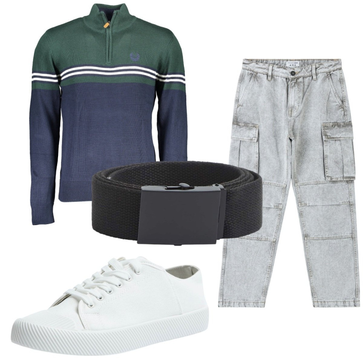 Outfit uomo - Total look #1888844. Stile Casual per Tutti i giorni. Abbinamento con jeans, sneakers, cinture, maglieria.