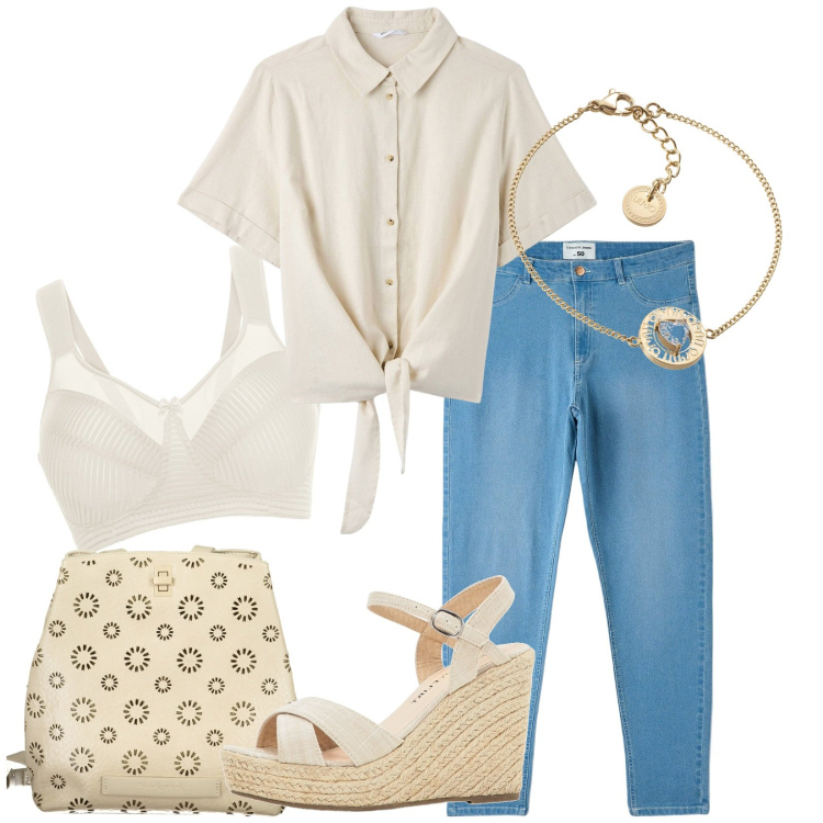 Outfit donna - Total look #1889037. Stile Casual per Scuola/Università. Abbinamento con sandali, reggiseni, jeggings, camicie, braccialetti, zaini.