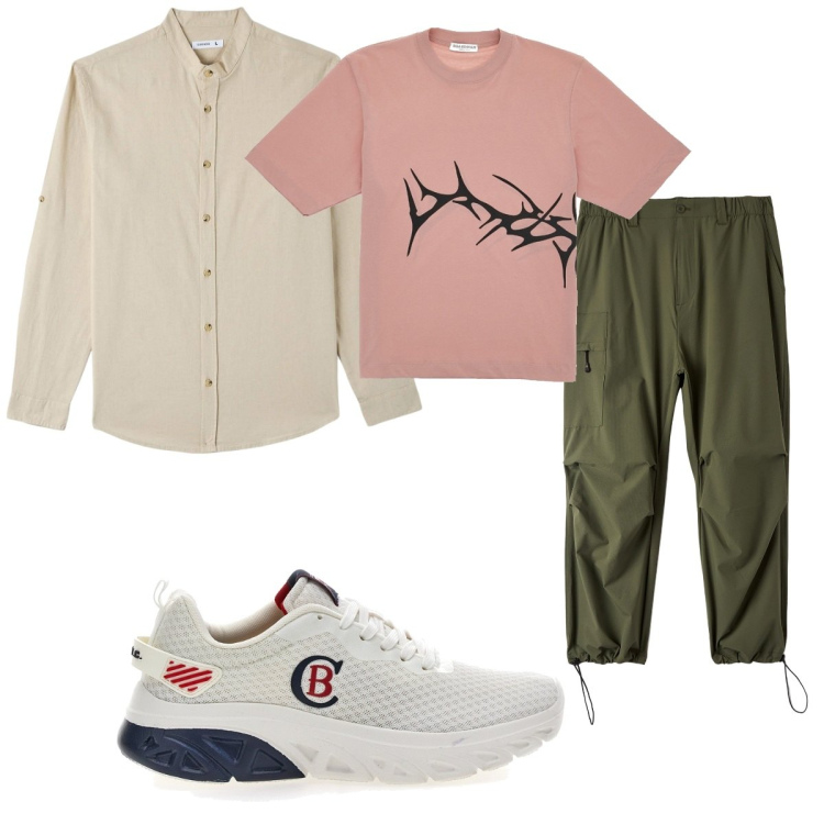 Outfit uomo - Total look #1889518. Stile Urban per Tutti i giorni. Abbinamento con camicie, pantaloni, sneakers, t-shirt.