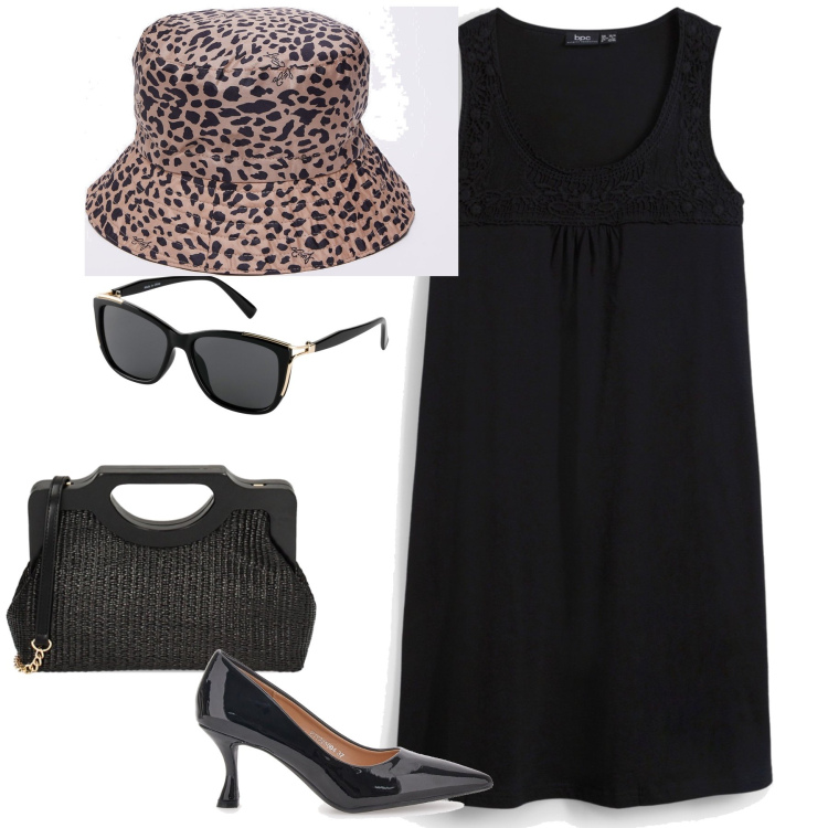 Outfit donna - Pioggia o sole sempre glamour. Stile Glamour per Tutti i giorni. Abbinamento con vestiti corti, occhiali da sole, borse a mano, décolleté, cappelli.