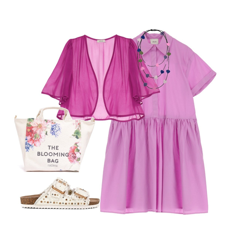 Outfit donna - Colore su colore. Stile Bon Ton per Ufficio. Abbinamento con collane, borse tote, cardigans, vestiti midi/longuette, sandali.