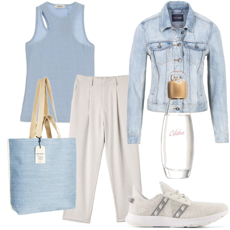 Outfit donna - Total look #1890555. Stile Basic per Tutti i giorni. Abbinamento con giacche sportive, profumi, pantaloni chino, sneakers, borse tote, top.