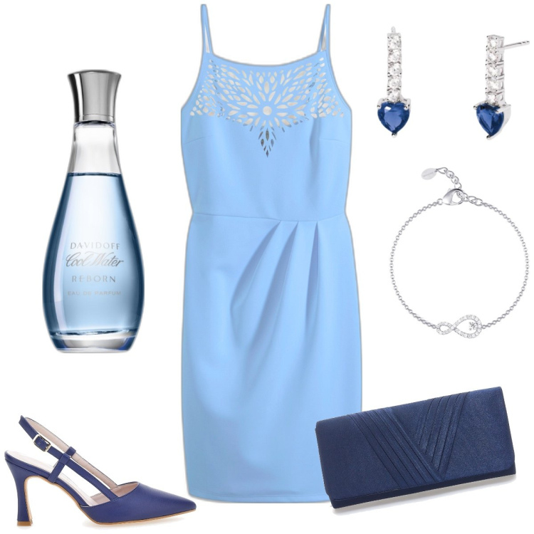 Outfit donna - Cerimonia. Stile Chic per Cerimonia. Abbinamento con vestiti, profumi, orecchini, braccialetti, décolleté, pochette.