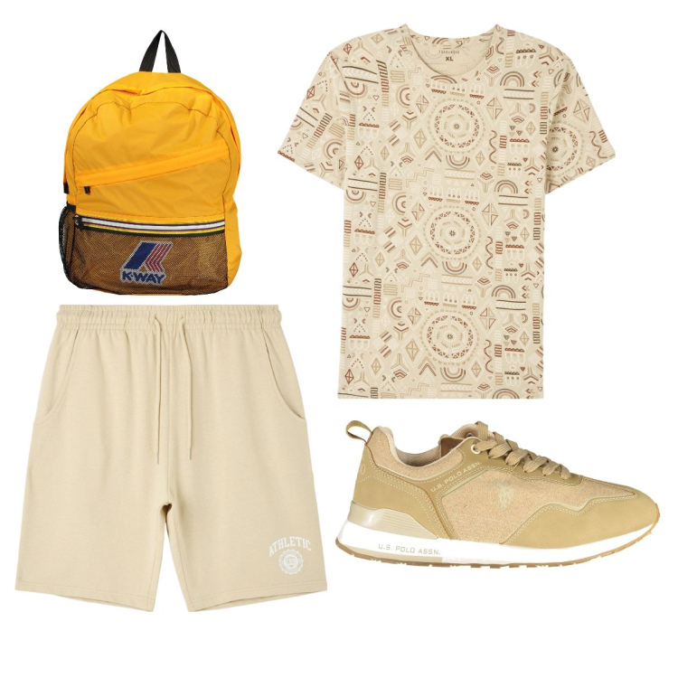 Outfit uomo - Sport. Stile Casual per Sport. Abbinamento con t-shirt, bermuda, scarpe sportive, borse sportive.